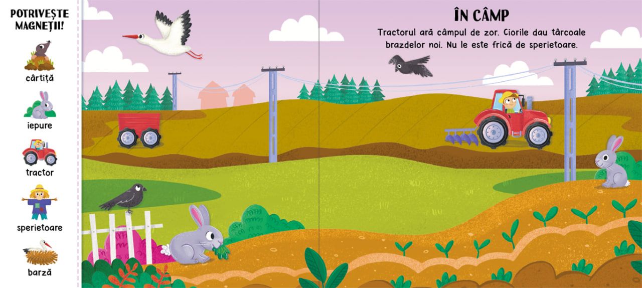 La fermă – Carte cu magneți. Joacă interactivă • Piese magnetice