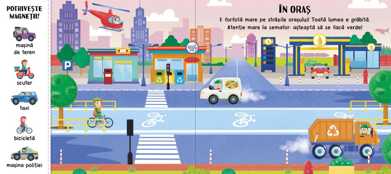 Vehicule – Carte cu magneți  Joacă interactivă • Piese magnetice