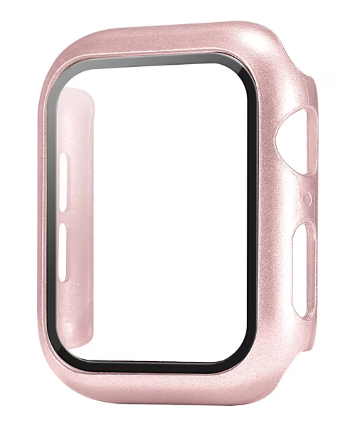 Husa cu Folie CASEY STUDIOS™ pentru Apple Watch SE/6/5/4 - 44MM, Protectie 360°, Policarbonat Dur, Ultra-Subtire, Anti-Soc Full Screen, Sticla 9H, Rose (LIVRARE 15 ZILE)