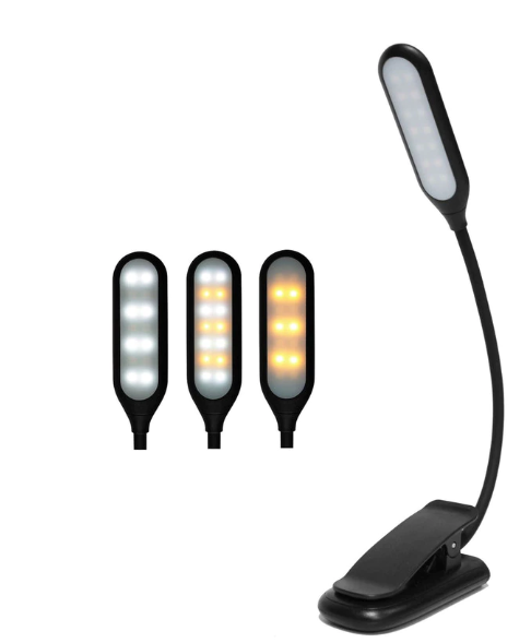 Lampa pentru citit, CeruleTree, 14 LED, 3 moduri de iluminare, Incarcare USB, 1000 mAh, Negru (LIVRARE 15 ZILE)