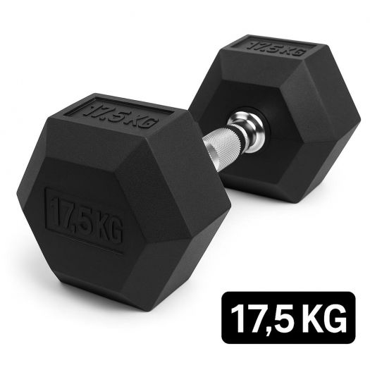 Ganteră Hexagonală Premium din Fier și Cauciuc, 17.5 kg