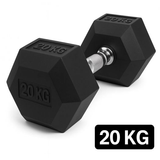 Ganteră Hexagonală Premium din Fier și Cauciuc, 20 kg