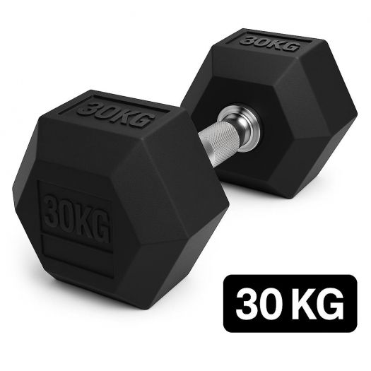 Ganteră Hexagonală Premium din Fier și Cauciuc, 30 kg