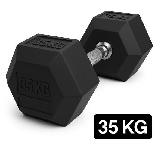 Ganteră Hexagonală Premium din Fier și Cauciuc, 35 kg