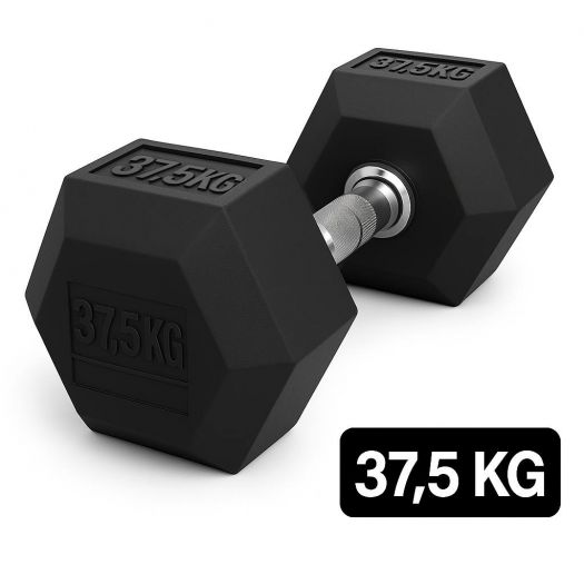 Ganteră Hexagonală Premium din Fier și Cauciuc, 37,5 kg