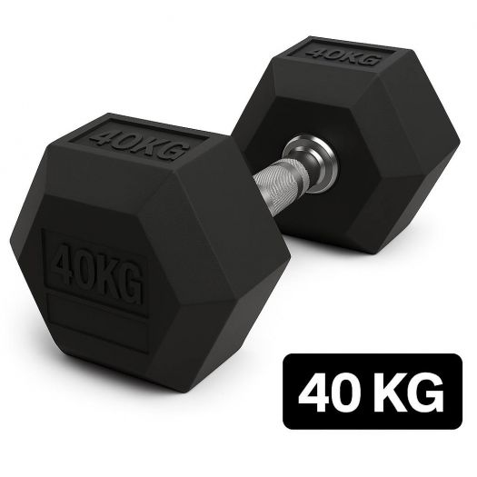 Ganteră Hexagonală Premium din Fier și Cauciuc, 40 kg