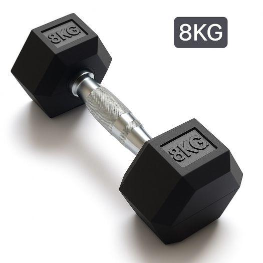 Ganteră Hexagonală Premium din Fier și Cauciuc, 8 kg