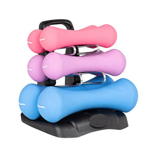 Set 6 Gantere din Neopren cu Suport (2x1.5 kg, 2x2 kg, 2x4 kg) pentru tonifiere și exerciții acasă