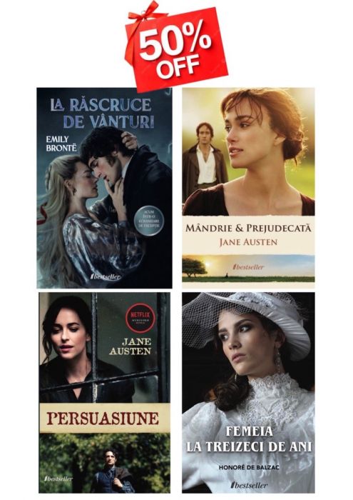 Set Top 4 Romane Clasice: „La răscruce de vânturi”, „Persuasiune”, „Mândrie și Prejudecată” și „Femeia la 30 de ani”
