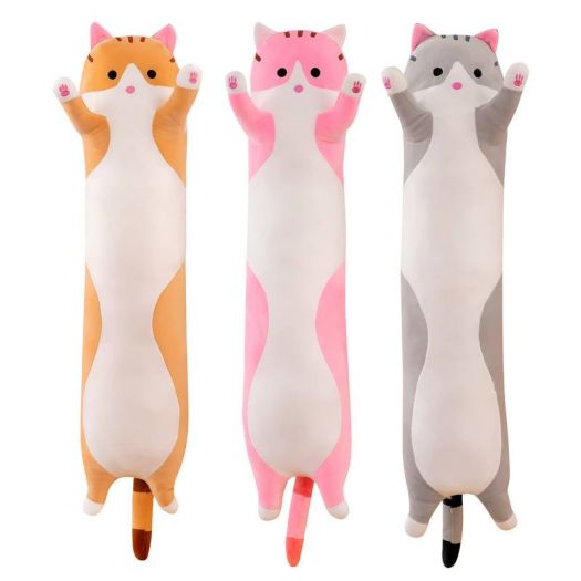 Jucarie de plus pisica Impact Vision®, tip perna, umplutura hipoalergenica, pentru copii si adulti, lungime 110 cm