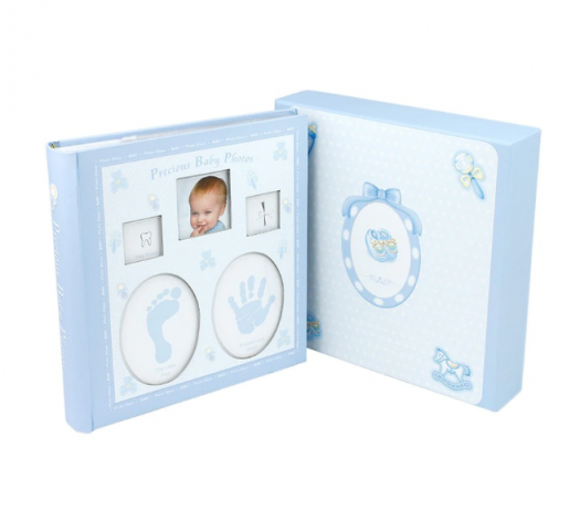 Album foto Baby personalizabil, 200 poze, 10 x 15 cm, amprente bebelus, cutie, Albastru (LIVRARE 15 ZILE)