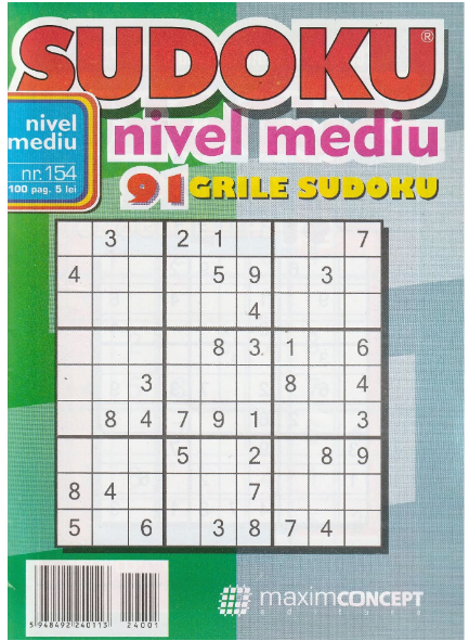 Sudoku nivel mediu 154, editura Maxim